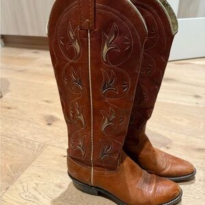 ACME Tan and Brown Cowboy Boots